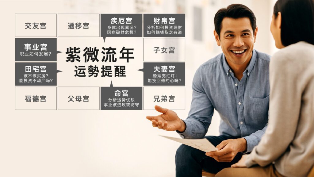 ziwei-annual-luck-consultation-12-palaces-analysis.jpg - 猫哥风水|马来西亚风水・紫微斗数・奇门遁甲 紫微斗数十二宫位流年运势分析图解,真人命理咨询场景